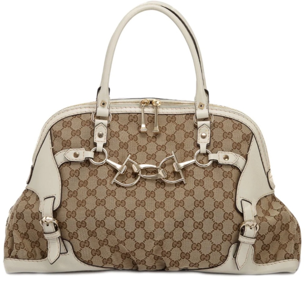 Gucci GG Canvas Horsebit Horse Nail Boston Bag Purse Vintage